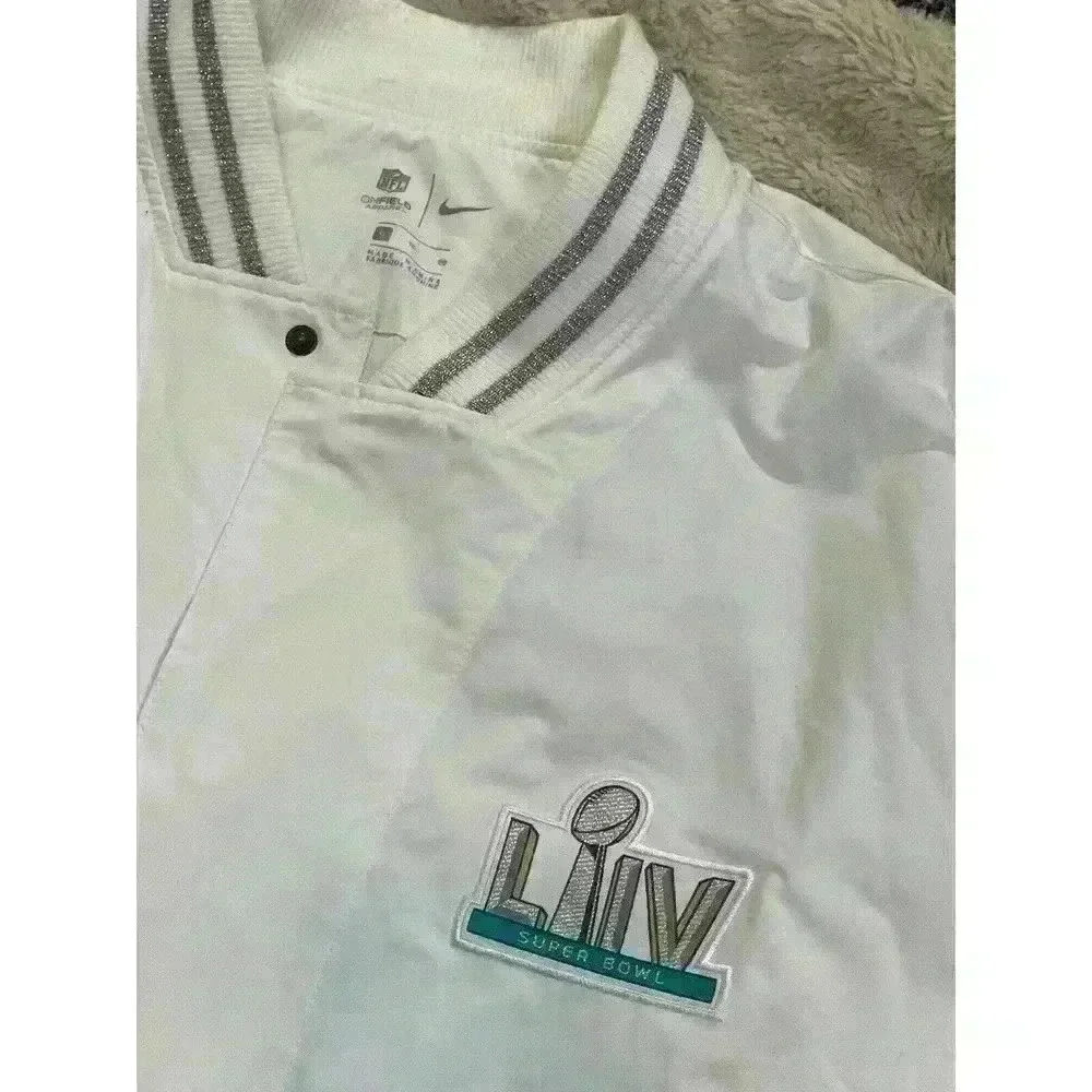 Nike Super Bowl 2020 Onfield Apparel XL‎ White Jacket Windbreaker Long Loose